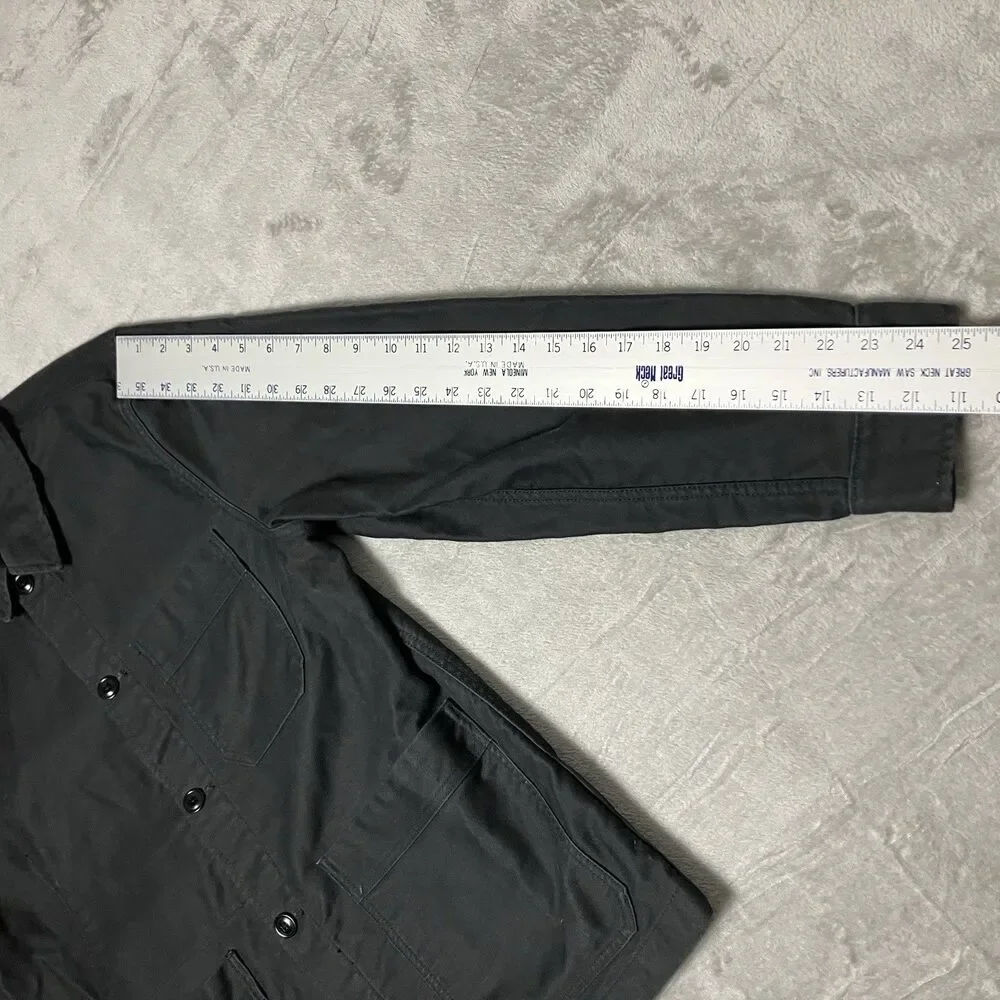 JCrew Moleskin Chore Jacket Mens S Black Button Front Workwear Utility Barn Coat
